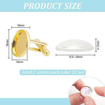 24Pcs 2 Colors Brass Cufflinks KK-AR0004-48-1