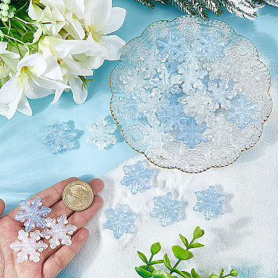 36Pcs 2 Colors Luminous Transparent Acrylic Beads OACR-SC0002-78-1