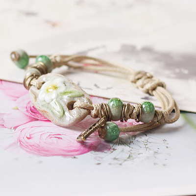 Alloy & Porcelain & Wax Cord Charm Bracelets FS-WGF05A0-01-1