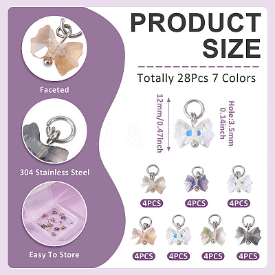 28Pcs 7 Colors Electroplate Glass Charms PALLOY-TAC0233-1