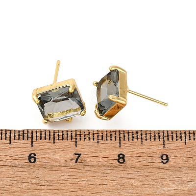 Brass Rectangle Stud Earring Findings KK-P325-50G-1