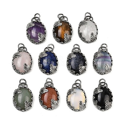 Natural & Synthetic Mixed Gemstone Pendants G-Z101-02AS-1