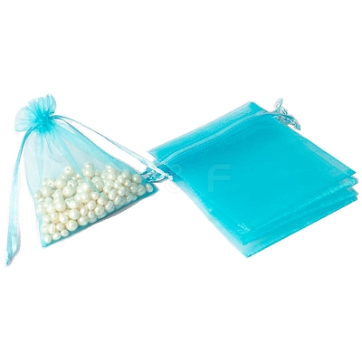 100Pcs Rectangle Organza DIY Craft Drawstring Bags PW-WG69155-19-1