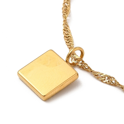 Clear Cubic Zirconia Square with Arch Pendant Necklace with Singapore Chains NJEW-P273-01G-1
