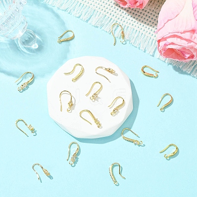 18Pcs 9 Styles Brass Micro Pave Clear Cubic Zirconia Earring Hooks ZIRC-CJ0001-29-1