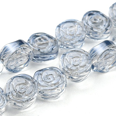 Pearl Luster Plated Electroplate Transparent Glass Beads Strands EGLA-G037-01A-PL01-1