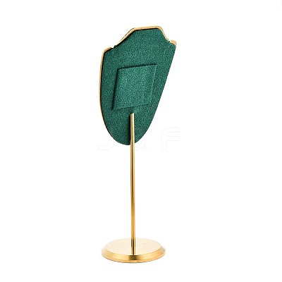 Bust Shaped Microfiber Necklace Display Stands with Golden Tone Aluminum Alloy Support ODIS-H006-01B-1