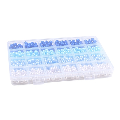 100Pcs 4 Colors Spray Painted ABS Plastic Imitation Pearl Beads OACR-FS0002-09B-1