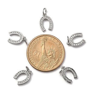 CZ Brass Micro Pave Cubic Zirconia Horse Shoe Charms ZIRC-L018-13P-1