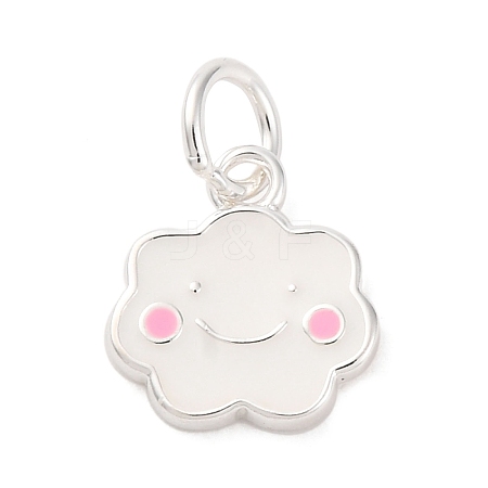 925 Sterling Silver White and Pink Enamel Smiling Face Cloud Charms STER-D303-03S-1
