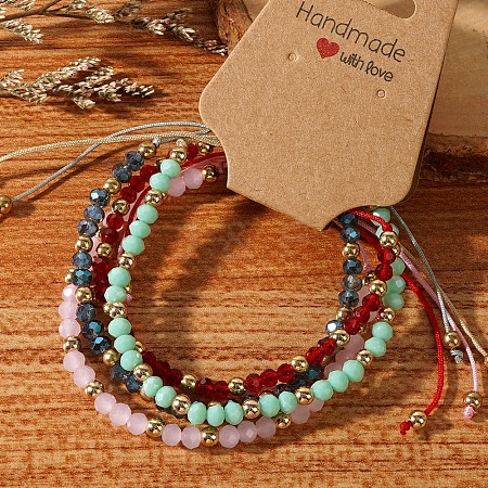 Handmade Summer Vacation Style Synthetic Quartz Braided Beaded Bracelet Sets for Women Girl LE3728-6-1