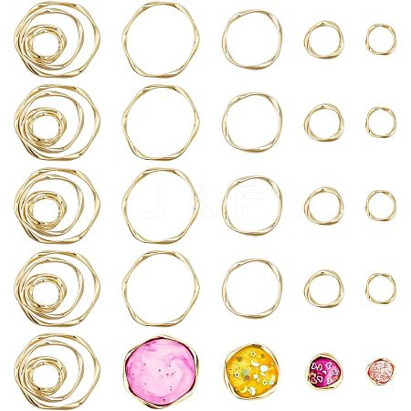 CHGCRAFT 32Pcs 4 Style Alloy Linking Rings FIND-CA0006-01-1