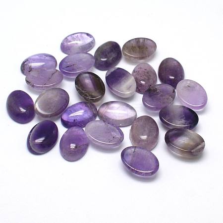 Natural Amethyst Gemstone Oval Cabochons G-J329-13-6x8mm-1