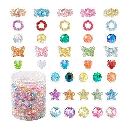 800Pcs 8 Style Transparent Acrylic Beads TACR-FW0001-05-1