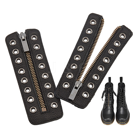 PU Leather Lace-in Boot Zipper Inserts DIY-WH0304-596A-1