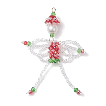 Christmas Glass Seed Elfin Beaded Big Pendants PALLOY-MZ01040-02-1