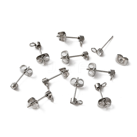304 Stainless Steel Stud Earrings Findings LS-STAS-WH0029-44A-P-1