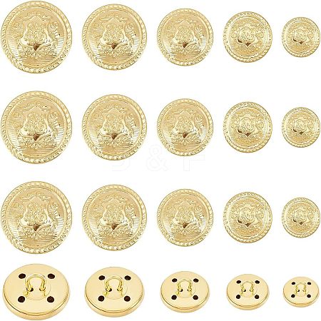 Olycraft 50Pcs 5 Style 4-Hole Brass Buttons BUTT-OC0001-18-1