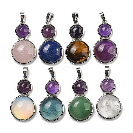 Natural & Synthetic Mixed Gemstone Pendants G-G147-06P-1