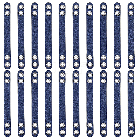 20Pcs Imitation Leather Bag Webbing Straps with Silver Color Plated Metal Eyelets for Bag Accessories DIY-NB0016-35C-1