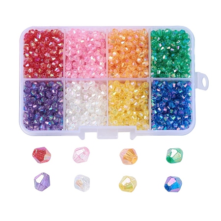 AB Color Plated Eco-Friendly Transparent Acrylic Beads TACR-X0001-03-4mm-1