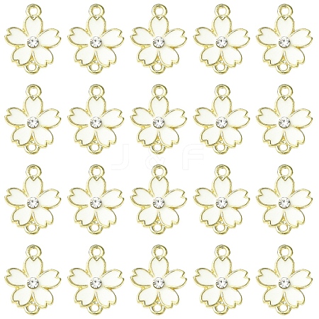 20Pcs Alloy Enamel 5-Petal Flower Connector Charms FIND-YW0009-33G-1