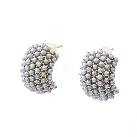 Gainsboro Plastic Pearl Beaded Stud Earrings EJEW-L270-012A-G-1-1