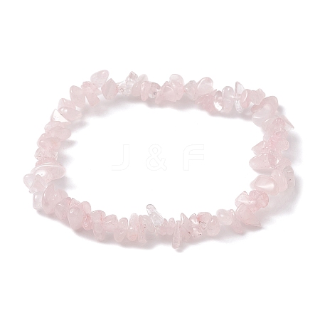 Natural Rose Quartz Chips Beaded Stretch Bracelets for Women BJEW-JB10046-01-1