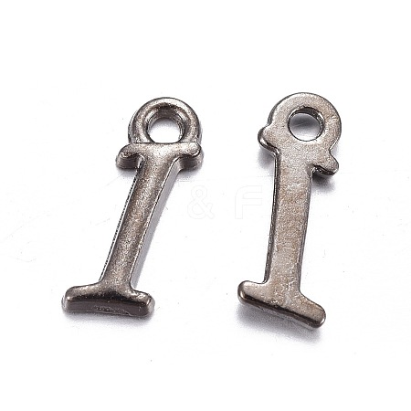 Gunmetal Plated Alloy Letter Pendants PALLOY-P097-03-I-1