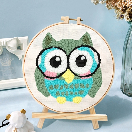 DIY Owl Pattern Punch Embroidery Beginner Kits for Beginners PW-WGCAB4C-02-1