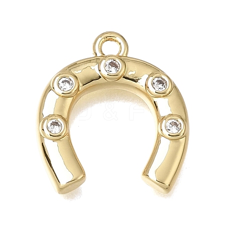 Brass Micro Pave Clear Cubic Zirconia Charms KK-K427-18G-02-1
