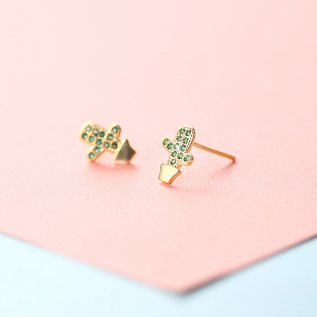 Brass Micro Pave Clear Cubic Zirconia Stud Earrings FS-WGE47D1-20-1