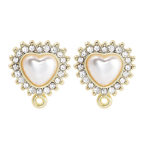 Alloy Glass Rhinestone and Plastic Imitation Pearl Stud Earring Finding Accessories FIND-U006-10G-1