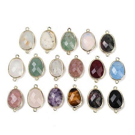 Natural & Synthetic Mixed Gemstone Faceted Connector Charms G-K347-11G-1