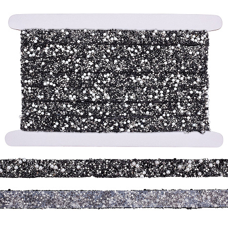 1 Roll Resin Rhinestone with Plastic Imitation Pearl Beaded Trim DIY-BC0015-57C-1