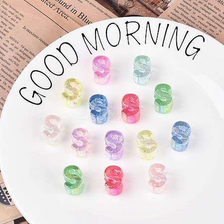 UV Plating Transparent Acrylic European Beads OACR-M027-02S-1