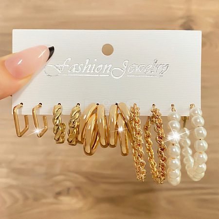 Alloy Hoop Earring Sets WG6DB3C-16-1