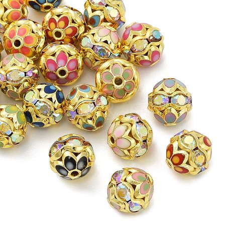 Brass Enamel Beads KK-Q080-01C-1
