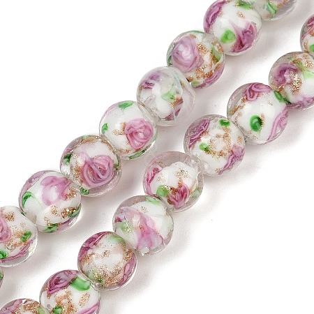 Handmade Glod Sand Lampwork Beads Strands LAMP-B028-03J-10mm-1
