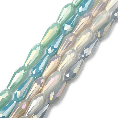 Electroplated Opaque Glass Beads Strands EGLA-L015-FR-B-01-1