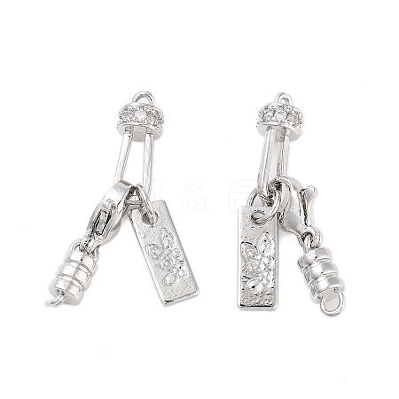 Brass Micro Pave Clear Cubic Zirconia Lobster Claw Clasps KK-Z059-14P-1