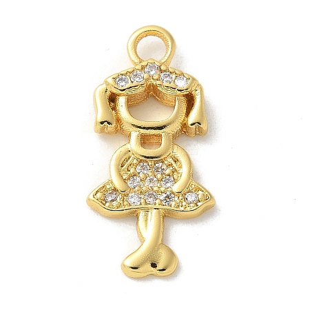 Brass Micro Pave Cubic Zirconia Pendants KK-P292-21F-G-1