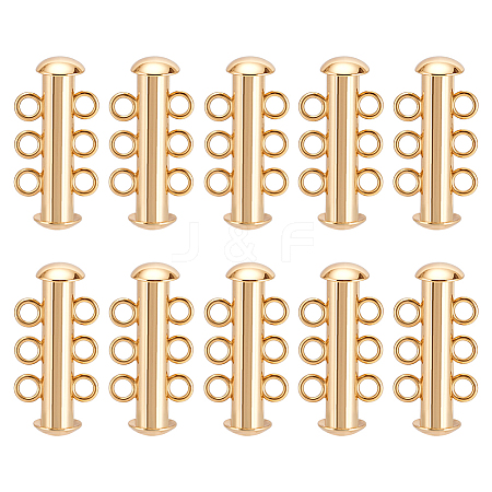 10Pcs Tube Brass Slide Lock Clasps KK-GA0002-44-1