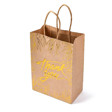 Gold Stamp Thank You Printed Paper Gift Tote Bags ABAG-Q055-03D-1