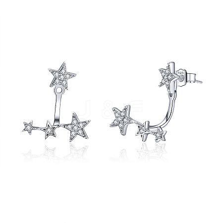 Anti-Tarnish Rhodium Plated 925 Sterling Silver Ear Studs HJEW-FF0012-22-1