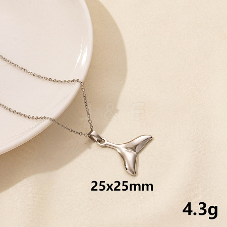 Stainless Steel Fishtail Pendant Necklaces UW1912-7-1