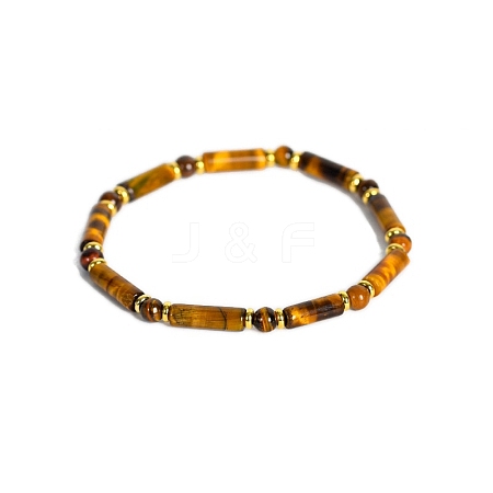 Natural Tiger Eye Bead Stretch Bracelets PW-WG50993-17-1