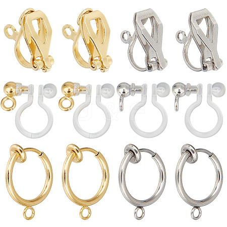 SUNNYCLUE 36Pcs 6 Styles 304 Stainless Steel Clip-on Earring Findings STAS-SC0008-33-1