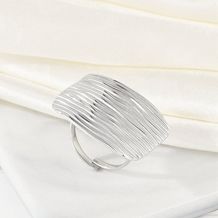 Anti-Tarnish 304 Stainless Steel Rectangle Open Cuff Rings RJEW-M047-12P-1