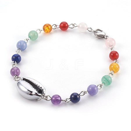 Natural Mixed Stone Beads Bracelets X-BJEW-JB03954-05-1